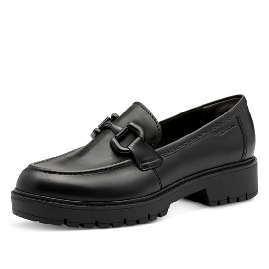 Tamaris Dames Zwarte Leren Loafers Slip-On Platform Schoenen - Image 3