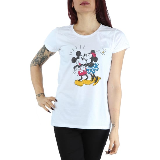 Disney Womens/Ladies Mickey And Minnie Kiss Cotton T-Shirt (White) - Image 3