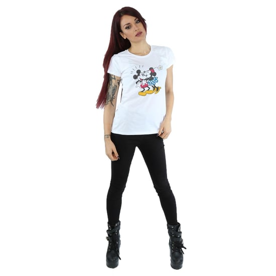 Disney Womens/Ladies Mickey And Minnie Kiss Cotton T-Shirt (White) - Image 4
