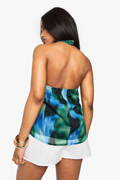 Floral Chiffon Halter Blouse - Image 2