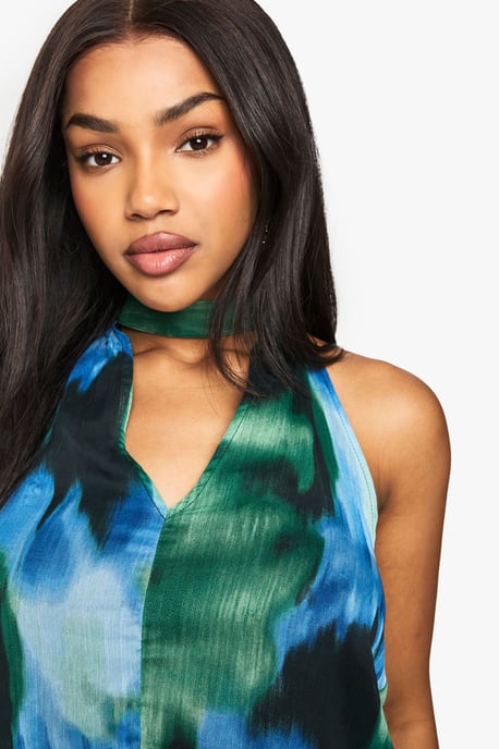 Floral Chiffon Halter Blouse - Image 4
