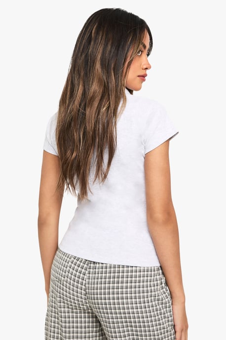 Rib Button Through Cap Sleeve Top - Image 2
