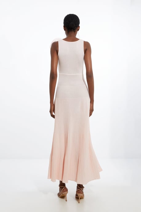Viscose Blend Knit Corsage Detail Maxi Dress - Image 6