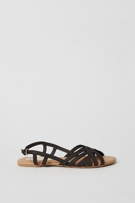 Fiona Faux Leather Lattice Peep Toe Slingback Flat Sandals - Image 2