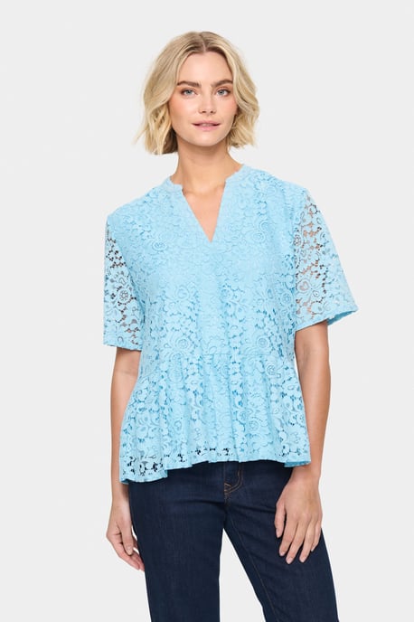 Blouse met korte mouwen Regular fit Airy Blue light blue - Image 3