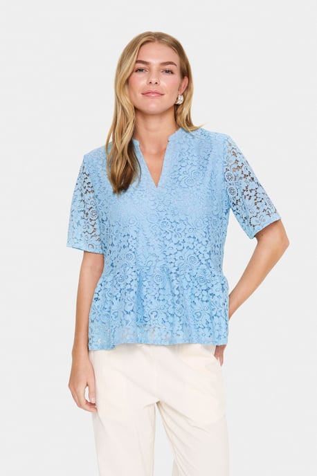 Blouse met korte mouwen Regular fit Airy Blue light blue - Image 4