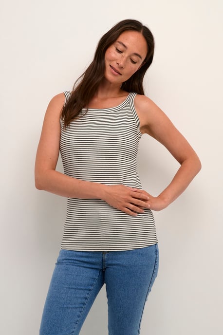Jersey top Shaped fit Chalk/Black stripe - Image 2