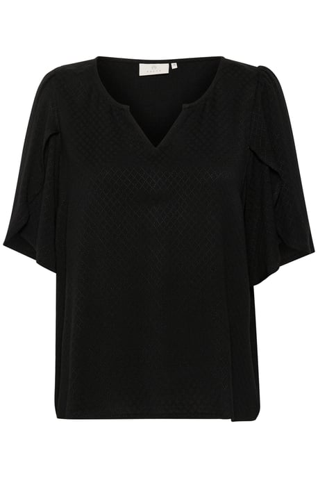 Blouse with short sleeve Loose fit Black Deep - Image 4