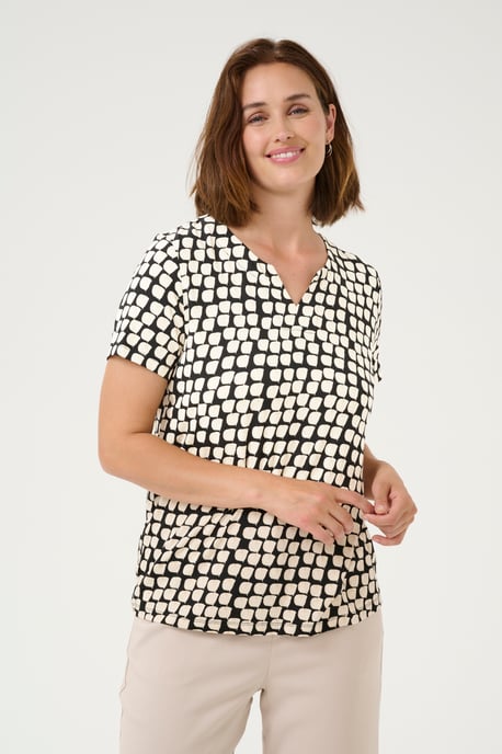 Blouse with short sleeve Regular fit Black_Sand Graphic Dot - Image 3