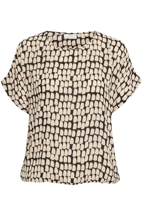 Blouse with short sleeve Relaxed fit Black_Sand Graphic Dot - Image 4