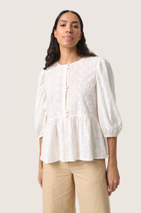 Blouse with short sleeve Loose fit Broken White - Image 2