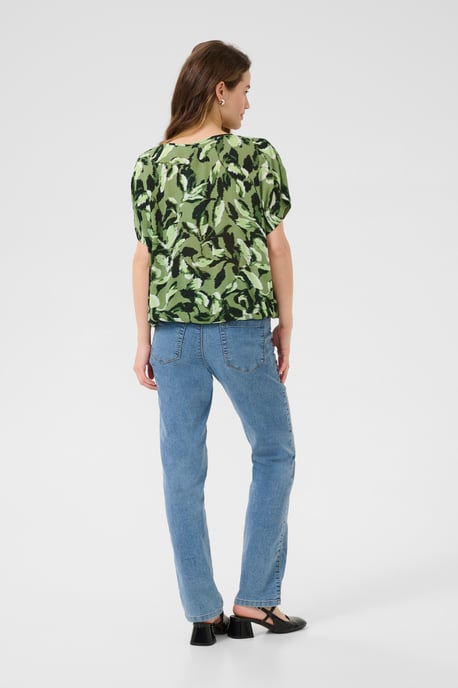 Blouse met korte mouwen Relaxed fit Green Blurry Leafs green - Image 2
