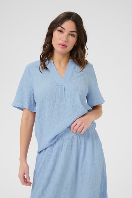 Blouse with short sleeve Regular fit Soft Chambray - Image 3