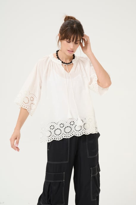 Blouse with short sleeve Relaxed fit Spring Gardenia - Image 3