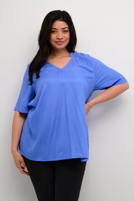 Blouse with short sleeve A-shape Ultramarine - Image 3