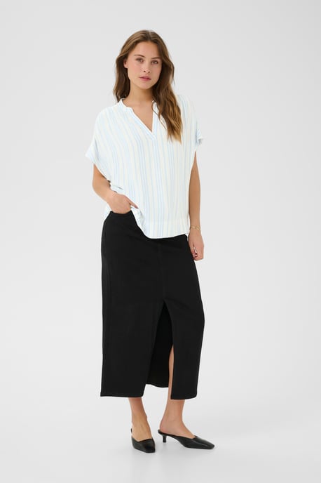 Blouse with short sleeve Loose fit Chalk/Soft Chambray Stripe - Image 2