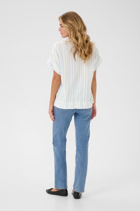 Blouse with short sleeve Loose fit Chalk/Soft Chambray Stripe - Image 3
