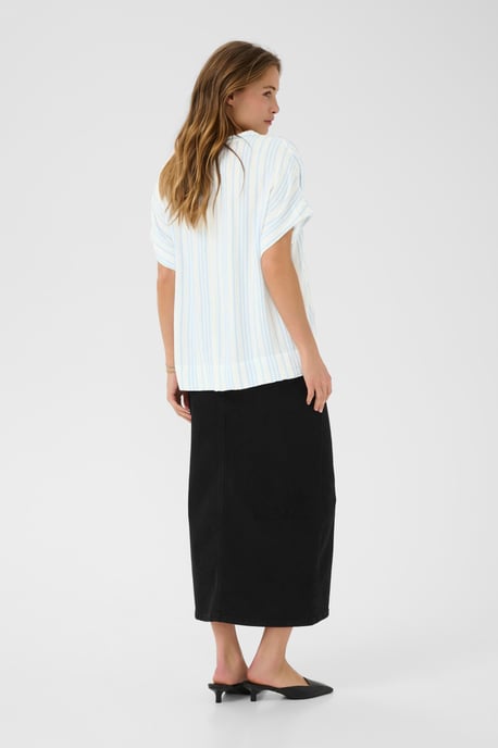 Blouse with short sleeve Loose fit Chalk/Soft Chambray Stripe - Image 4
