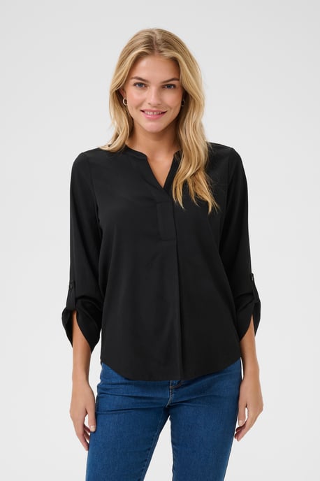 Blouse with short sleeve Regular fit Black Deep - Image 3