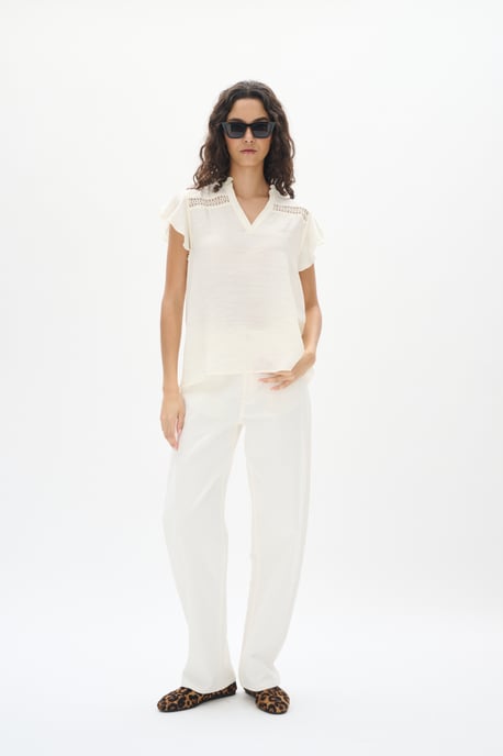 Blouse met korte mouwen Whisper White - Image 2