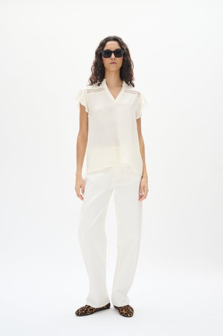 Blouse met korte mouwen Whisper White - Image 3