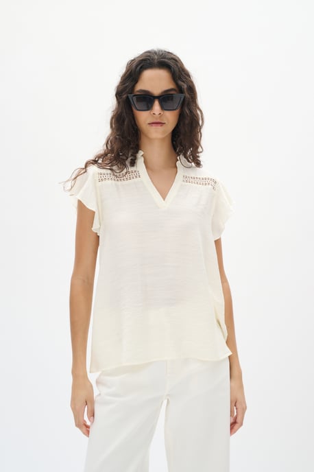 Blouse met korte mouwen Whisper White - Image 5
