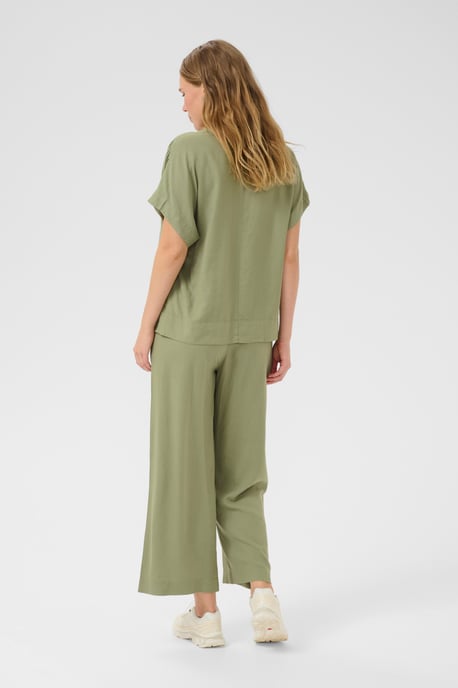 Blouse with short sleeve Loose fit Oil Green - Image 2