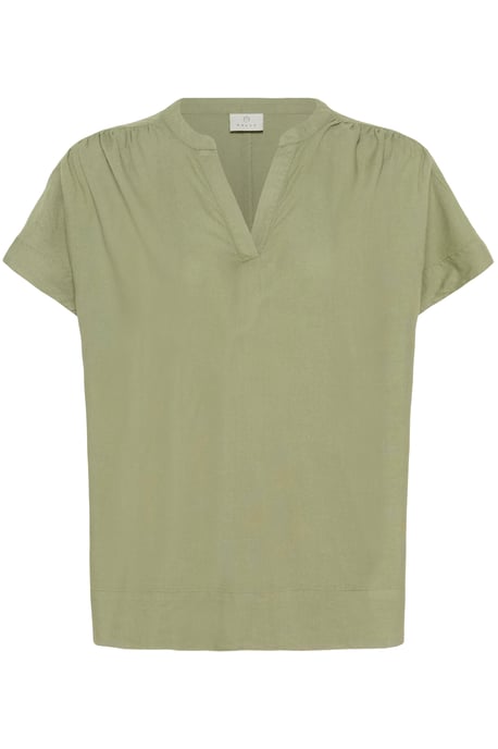 Blouse with short sleeve Loose fit Oil Green - Image 4