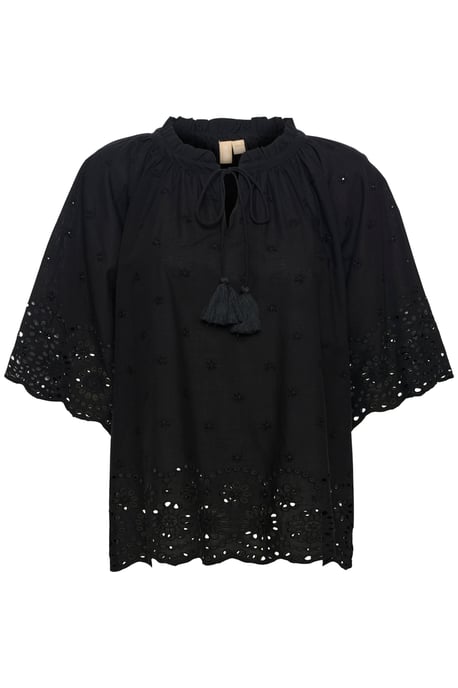 Blouse with short sleeve Relaxed fit Black - Image 4