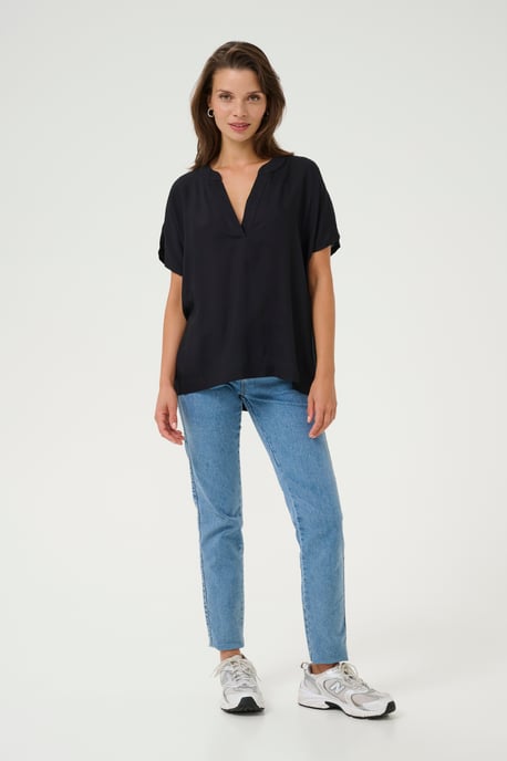 Blouse with short sleeve Regular fit Black Deep - Image 1