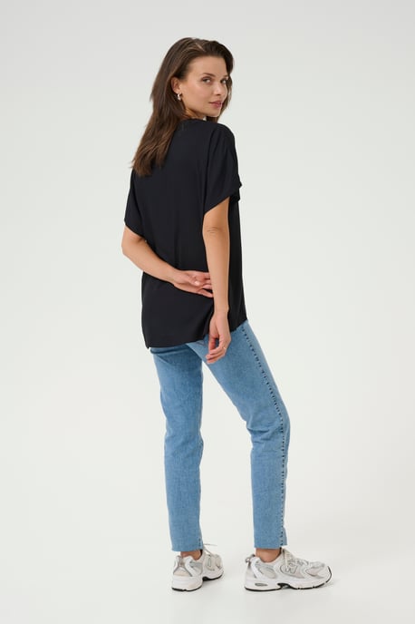 Blouse with short sleeve Regular fit Black Deep - Image 2