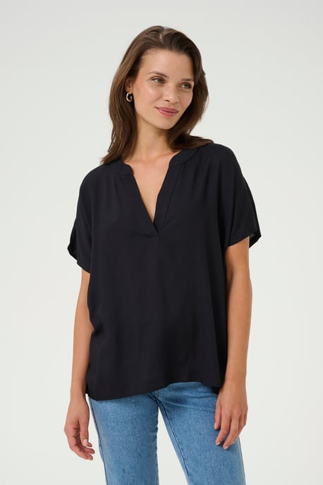 Blouse with short sleeve Regular fit Black Deep - Image 3