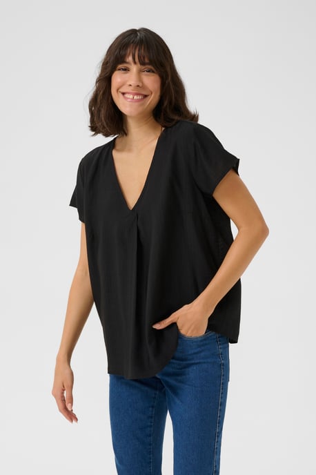 Blouse with short sleeve Regular fit Black Deep CC - Image 3