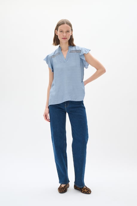 Blouse with short sleeve Bleached Blue - Image 2