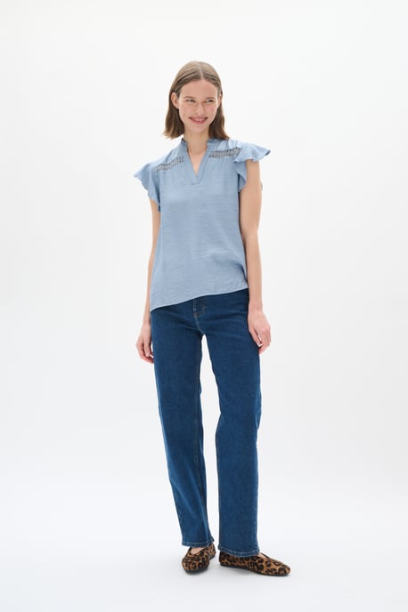 Blouse with short sleeve Bleached Blue - Image 3