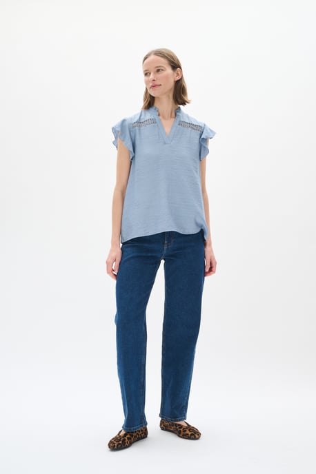 Blouse with short sleeve Bleached Blue - Image 4