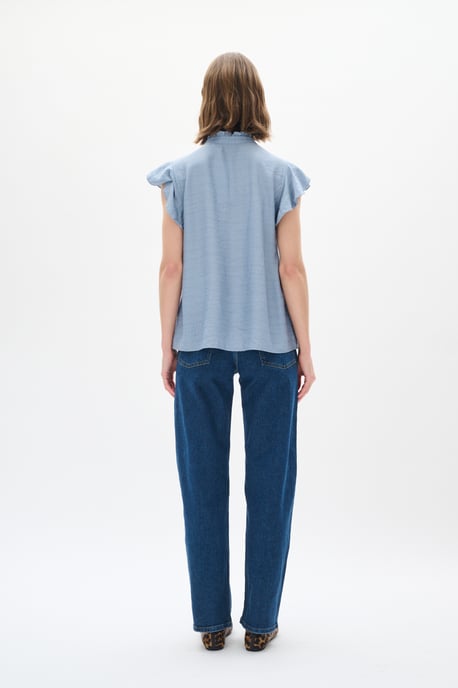 Blouse with short sleeve Bleached Blue - Image 5