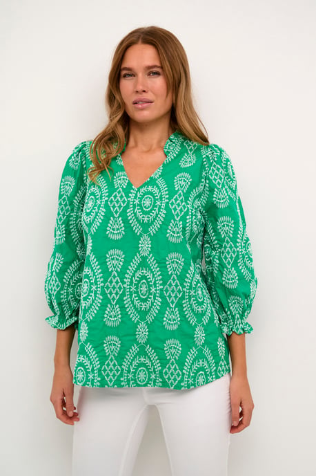 Blouse with short sleeve Casual fit Holly Green - Image 2