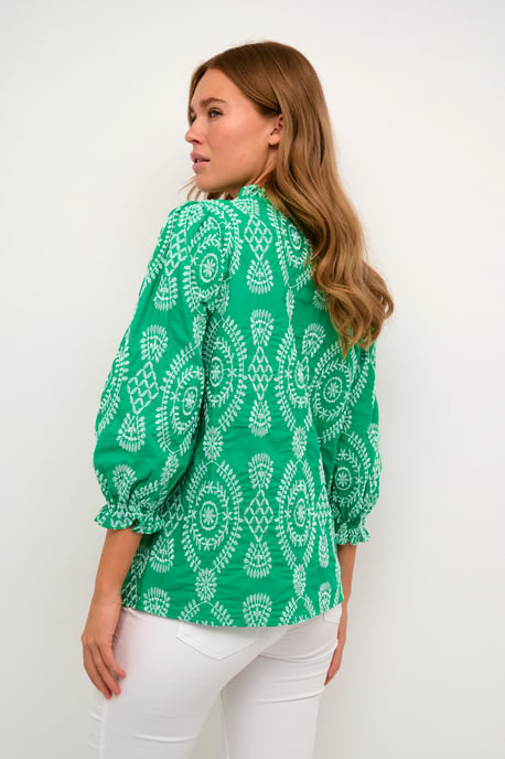 Blouse with short sleeve Casual fit Holly Green - Image 3