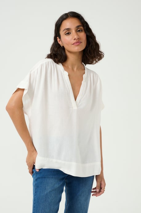 Blouse with short sleeve Loose fit Chalk - Image 2