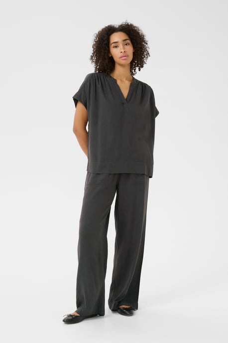 Blouse with short sleeve Loose fit Black Oyster - Image 2
