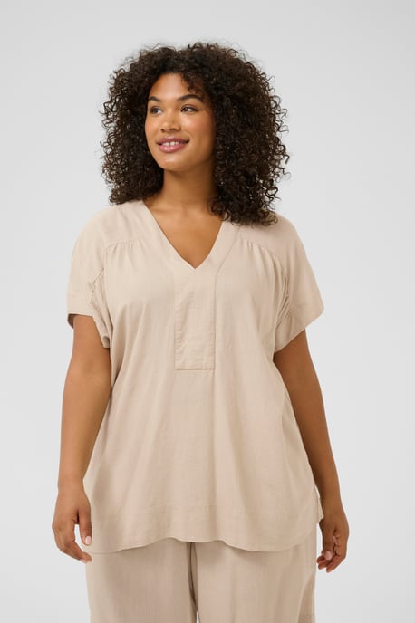 Blouse with short sleeve Loose fit Feather Gray - Image 5