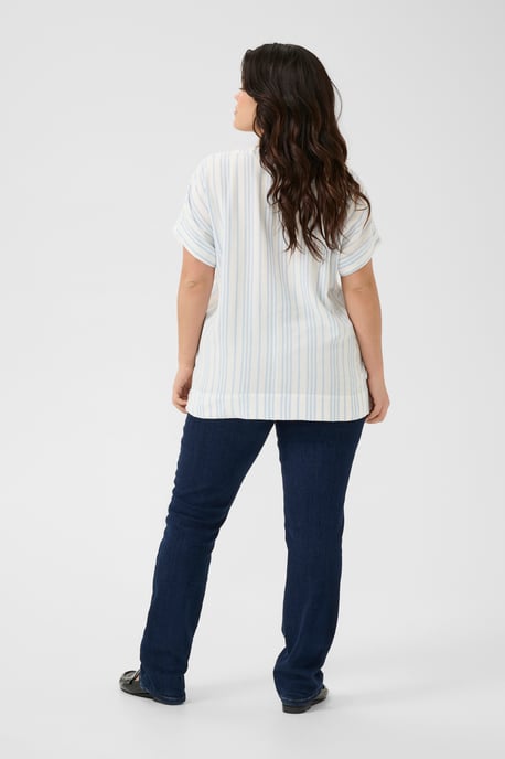 Blouse with short sleeve Loose fit Chalk/Soft Chambray Stripe - Image 2