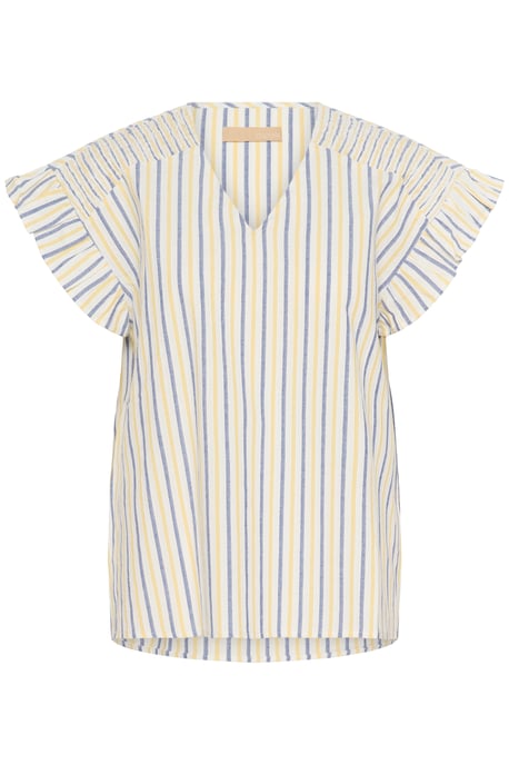 Blouse met korte mouwen Relaxed fit White/Blue/Yellow Stripe white multi - Image 4