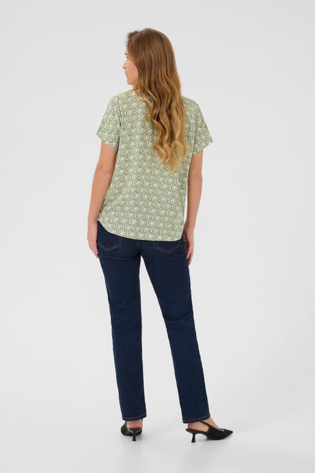 Blouse with short sleeve Regular fit Oli Green / Chalk Print - Image 2