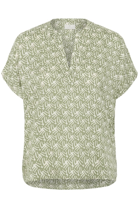 Blouse with short sleeve Regular fit Oli Green / Chalk Print - Image 4