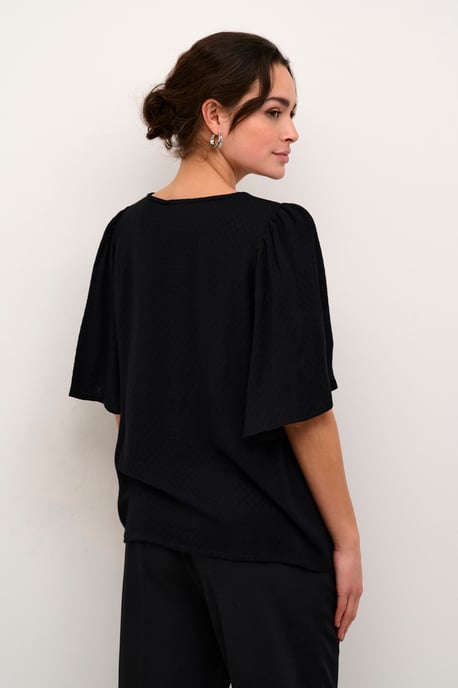 Blouse with short sleeve Loose fit Black Deep - Image 3