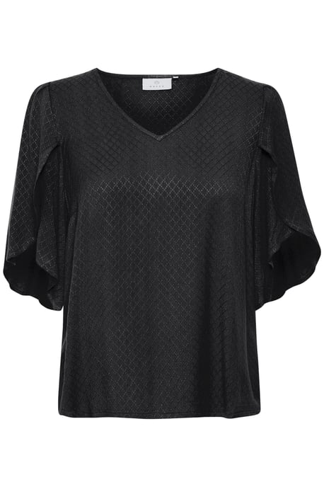 Blouse with short sleeve Loose fit Black Deep - Image 4