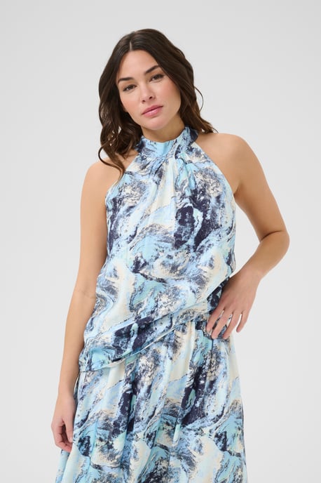 Sleeveless blouse A-Line Blue Organic Print - Image 3