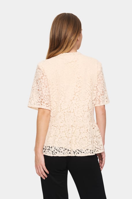 Blouse with short sleeve Regular fit Creme - Image 3